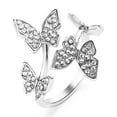 thumbnail image 6 of BNNG Adjustable Gold Plated Ring for Women, Branch Leaves Band Stacking Finger Ring,Paved Cubic Zirconia Stone Stackable Open Ring Butterfly Ring Layered Rhinestone Butterfly Ring, 6 of 9