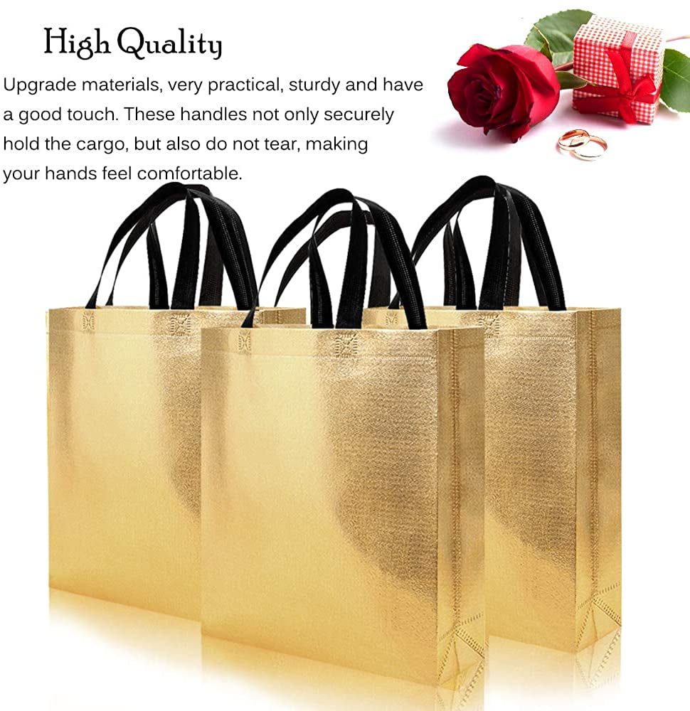  LadyRosian 12 Pcs Reusable Glossy Rose Gold Gift Bag, Non-woven Tote  Grocery Bag with Handle, Foldable Party Favor Gift Bags for Bridesmaid,  Wedding, Party, Birthday, Valentines, Proposal: Home & Kitchen