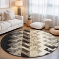 thumbnail image 2 of Round Rug 5ft Area Rug, Vintage Boho Zigzag Weave Area Rugs for Living Room Bedroom, Southwest Ethnic Geometric Art Floor Mat Non-Slip Non-Shedding Carpet Indoor Accent Rugs, 2 of 9