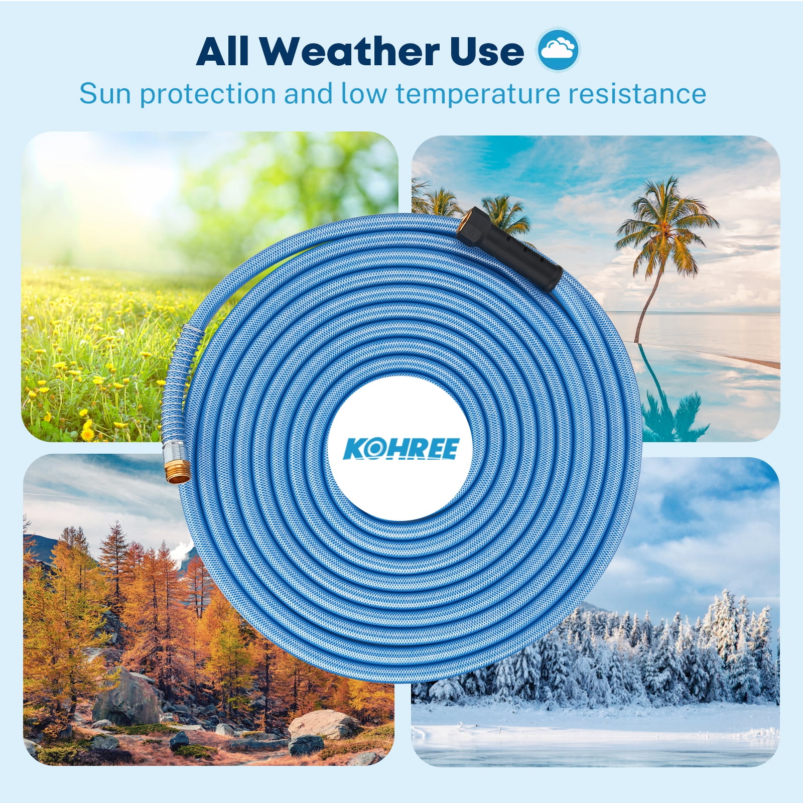 Kohree 25FT Upgraded RV Water Hose with Storage Bag, 5/8" Drinking Water Hose, Reinforced PVC Design w/Strain Relief Ends for RV, Camper, Truck