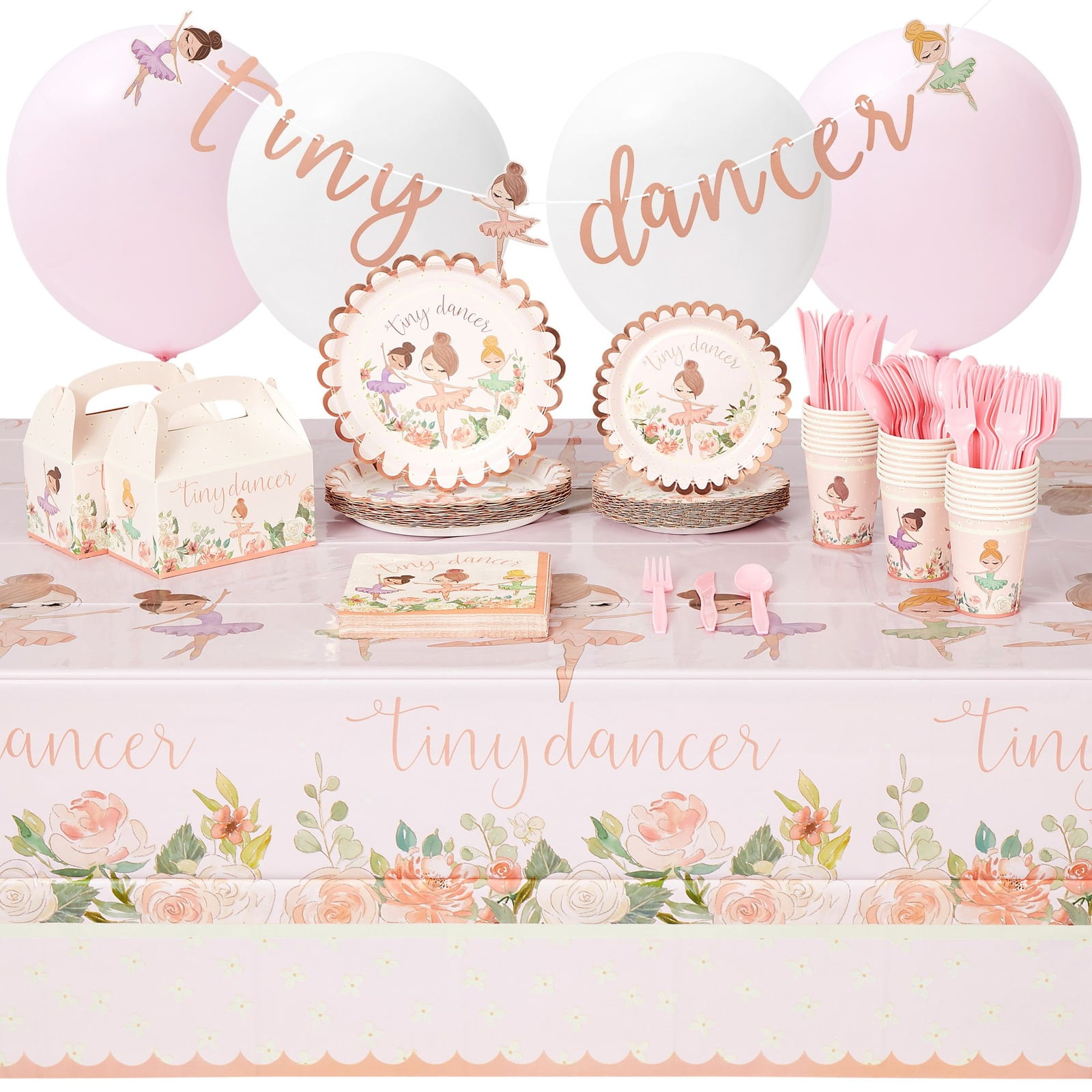 219Piece Ballerina Birthday Party Decorations, Dinnerware Set with Plates, Napkins, Cups