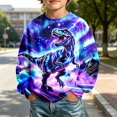 thumbnail image 2 of RUTAYY Boys Crewneck Sweatshirt Dinosaur Galaxy Lightning Graphic Long Sleeve Warm Casual Sport Pullover, Light Purple, 2 of 4