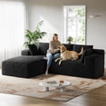 thumbnail image 4 of Patbrela 106" Sectional Sofa for Living Room, L-Shaped Modular Sectional Couch with Deep Seat, Corduroy Cloud Oversized Sofa No Assembly, Black, 4 of 10