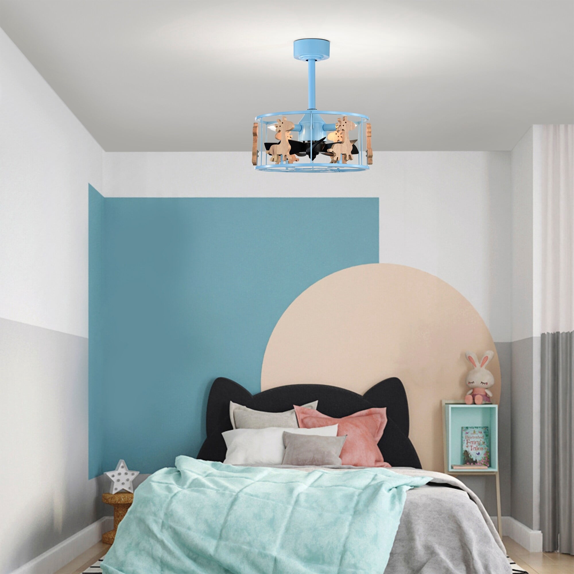 Snowdust 16 in. 3-Light Indoor Pastel Blue Finish Ceiling Fan with Light Kit