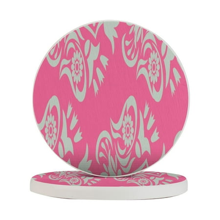 

Circular Drink Coasters Set Seamless Floral Pattern Background Beautiful Home Decor Diatomite Heat-Resistant Diatomite Protect Table Countertop