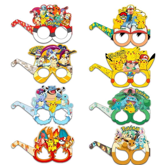 16 Pieces Pikachu Paper Party Glasses, Pikachu Theme Paper Glasses Birthday Party Decoration Supplies