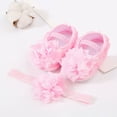 thumbnail image 4 of Otqutp Little Kid First Walking Shoes Baby Girls Shoes with Hairband Set 0 to 1 Years Old Baby Shoes Soft Sole Walking Shoes, 4 of 4