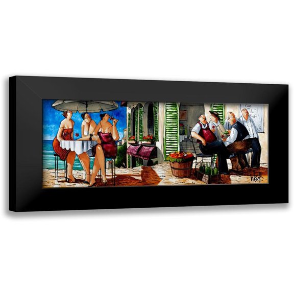 West, Ronald 14x8 Black Modern Framed Museum Art Print Titled - Terrace Lunch