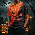 thumbnail image 2 of Halloween Shirts for Men Short Sleeve T-Shirts Pumpkin Bat All Over Pumpkin Print Novelty Spooky Holiday Tops Saffron 3XL, 2 of 7