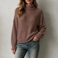 thumbnail image 2 of XUNKUSGA Womens Turtleneck Sweater Classic Solid Color Chunky Knit Pullover Sweaters Loose Casual Long Sleeve Fall Winter Tops Soft Warm Cozy Sweaters for Women Daily Wear,Size M, 2 of 6