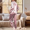 thumbnail image 7 of Pajamas for Women Set Button down Satin Silk Sleepwear Sets Long Sleeve V Neck Loungewear Long Pants Nightwear, 7 of 7