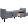 thumbnail image 3 of Storage Ottoman Footrest with 2 Drawers, Upholstered Wooden Ottoman Bench for Bedroom, Fully Assembled Except Legs and Handles, Gray, 3 of 7