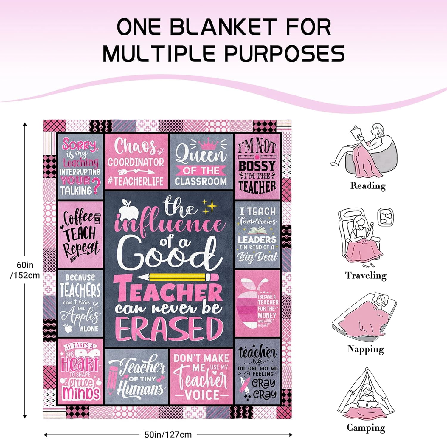 Teacher Gifts for Women, Gift for Teachers Women, Teacher Appreciation Gifts, Best Teachers Day/Birthday/Retirement/Thank You/Back to School Gift Throw Blanket 60"X50"