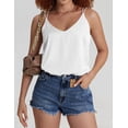 thumbnail image 2 of Ekouaer Womens Silk Satin Camisole Tank Tops V Neck Casual Spaghetti Strap Cross Back Sleeveless Basic Cami Shirt, 2 of 6