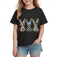 thumbnail image 2 of CYRBOKO Kids Easter T-shirts, Short Sleeve Casual Cotton Holiday Girls Summer Tops Black Size 13-14 T, 2 of 8