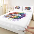 thumbnail image 5 of Manfei Cartoon Rainbow King Sheets, Rustic Groovy Daisy Bedding, White Blue, 4pcs, 1 Flat Sheet, 1 Fitted Sheet and 2 Pillowcases, 5 of 6