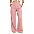 thumbnail image 3 of Otvok Ladies Business Casual Bottoms, Elastic High Rise Relaxed Fit Wide Leg Dress Pants for Daily Commute, 3 of 7