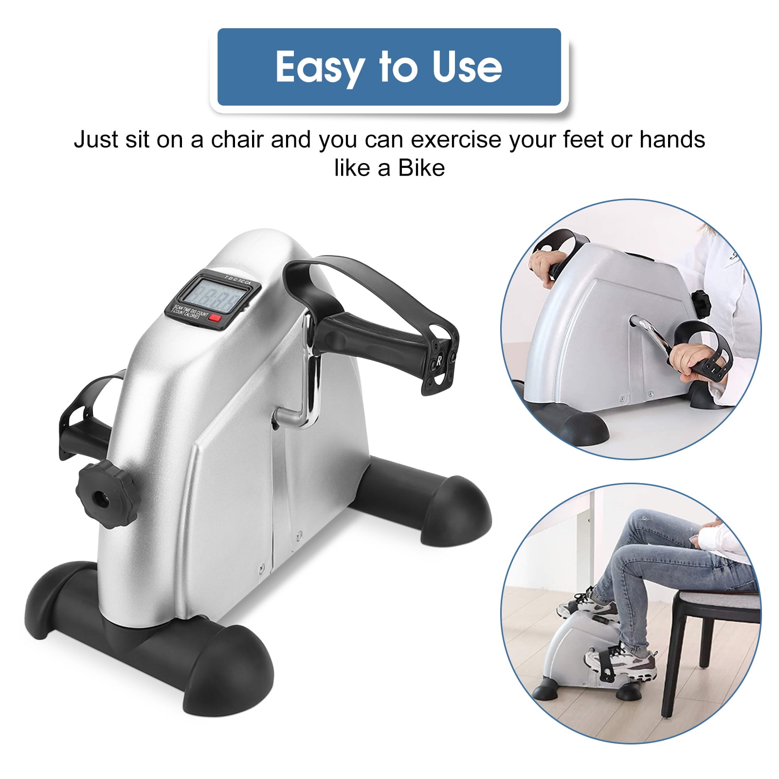 ACOUTO Portable Hand Foot Pedal Trainer Exerciser Mini Exercise