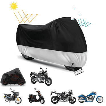 IFCOW Motorcycle Cover,All Season Black Waterproof Sun Motorcycle Cover Sun Outdoor Protection with Lock-Holes & Storage Bag,XL Motorcycles Vehicle Cover