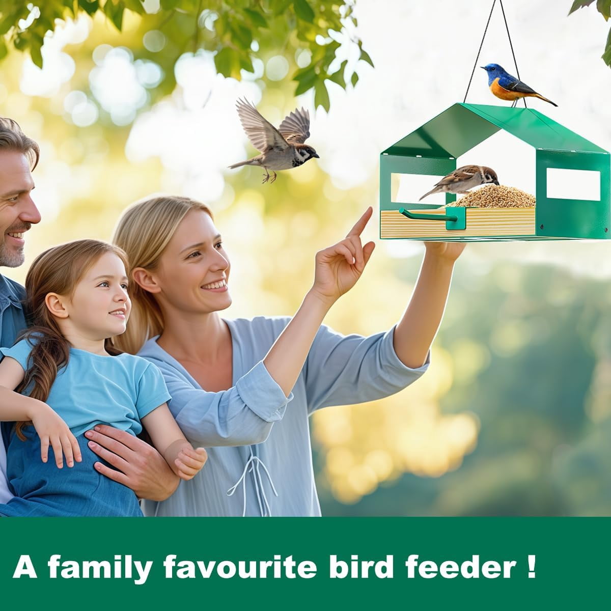 FANHAO Metal Bird Feeder for Outdoors Hanging, Wild Bird Feeder with Rust-Resistant Mesh, Weatherproof