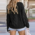thumbnail image 3 of ClodeEU Womens Oversized Cute Chunky Cable Knit Sweater, Round Neck Color Block Long Sleeve Sweater Black,Womens Plus S, 3 of 4