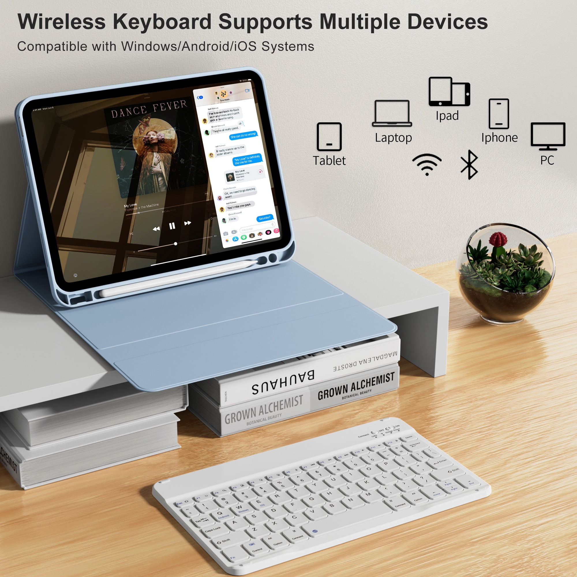 KVTVOU Keyboard Case for iPad A16 11 inch 2025 / 10th Generation 10.9 inch 2022, Detachable Wireless Keyboard Cover with Pencil Holder for iPad 11/10th Gen, Blue