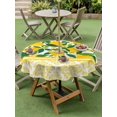 thumbnail image 4 of Outdoor Tablecloth with Umbrella Hole for Patio/Picnic/Party/Camping, Lemon Botanical Waterproof Table Cloth Round Cover Washable, Summer Fruit Leaves Yellow Floral (Dia 60"), 4 of 8
