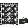 thumbnail image 2 of Outsunny Outdoor Patio Rug, Large Camping Carpet with Carrying Bag, 8' x 10' Waterproof Plastic Straw, Reversible, Black & White Rhombus Patchwork, 2 of 9