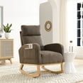 thumbnail image 2 of Accent Glider Rocking Chair, Modern Upholstered Living Room Chairs with Side Pockets, Tufted High Back Single Sofa Side Chair with Curved Armrest for Bedroom, Office, Coffee, 2 of 7