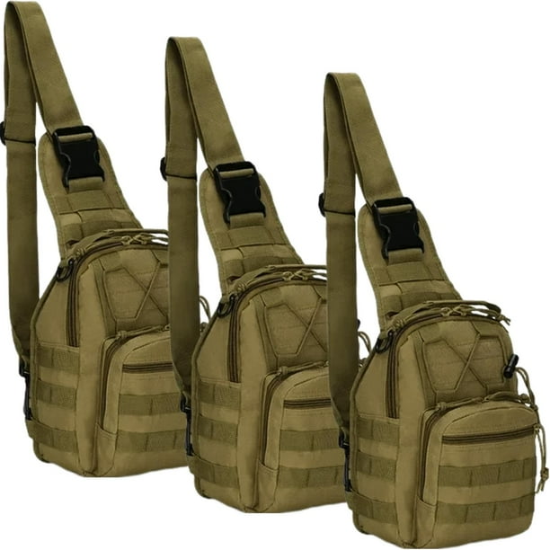 Mochila de combate táctica UrbanBackBrown 3Pzas Capacidad 5 kilos Táctica de Hombro Tela Militar Oxford 600D Cierre Crem
