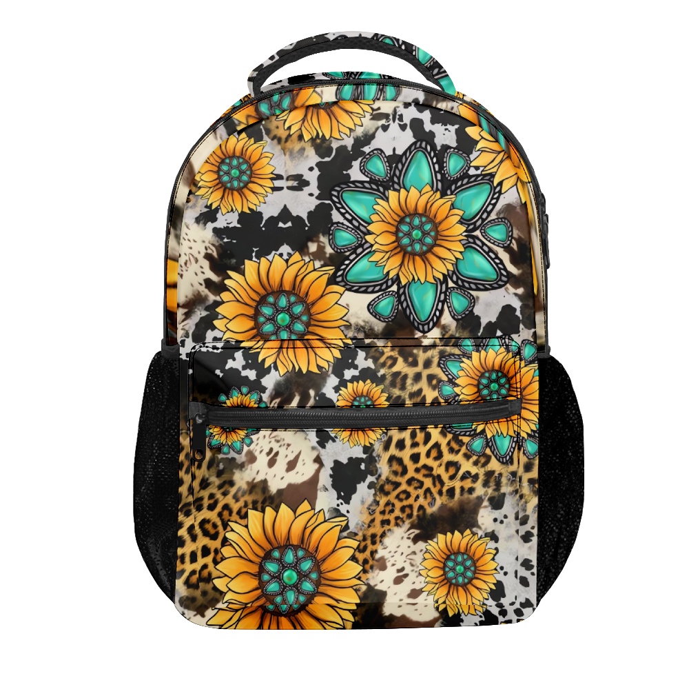 Waterproof School Backpack Sunflower Printed School Bookbag For Teens