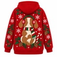 thumbnail image 5 of VOUZZA Unisex Christmas Pet Pouch Hoodie, Holiday Elf and Snowflakes Long Sleeve Sweatshirt Pullover with Round Front Puppy Pocket for Small Dogs and Cats, 5 of 5