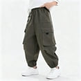 thumbnail image 2 of Cargo Pants Joggers High Elastic Waisted with Pocket Loose Fit Boys Athletic Pants Pull On Boys Size 14-15 Years Pants, 2 of 6