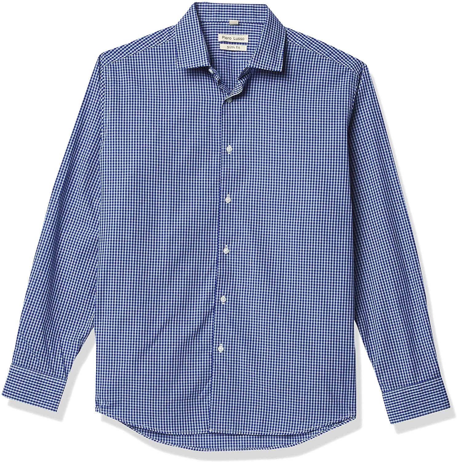 Piero Lusso Men's Classic, Blue Checkered, Large - Walmart.com