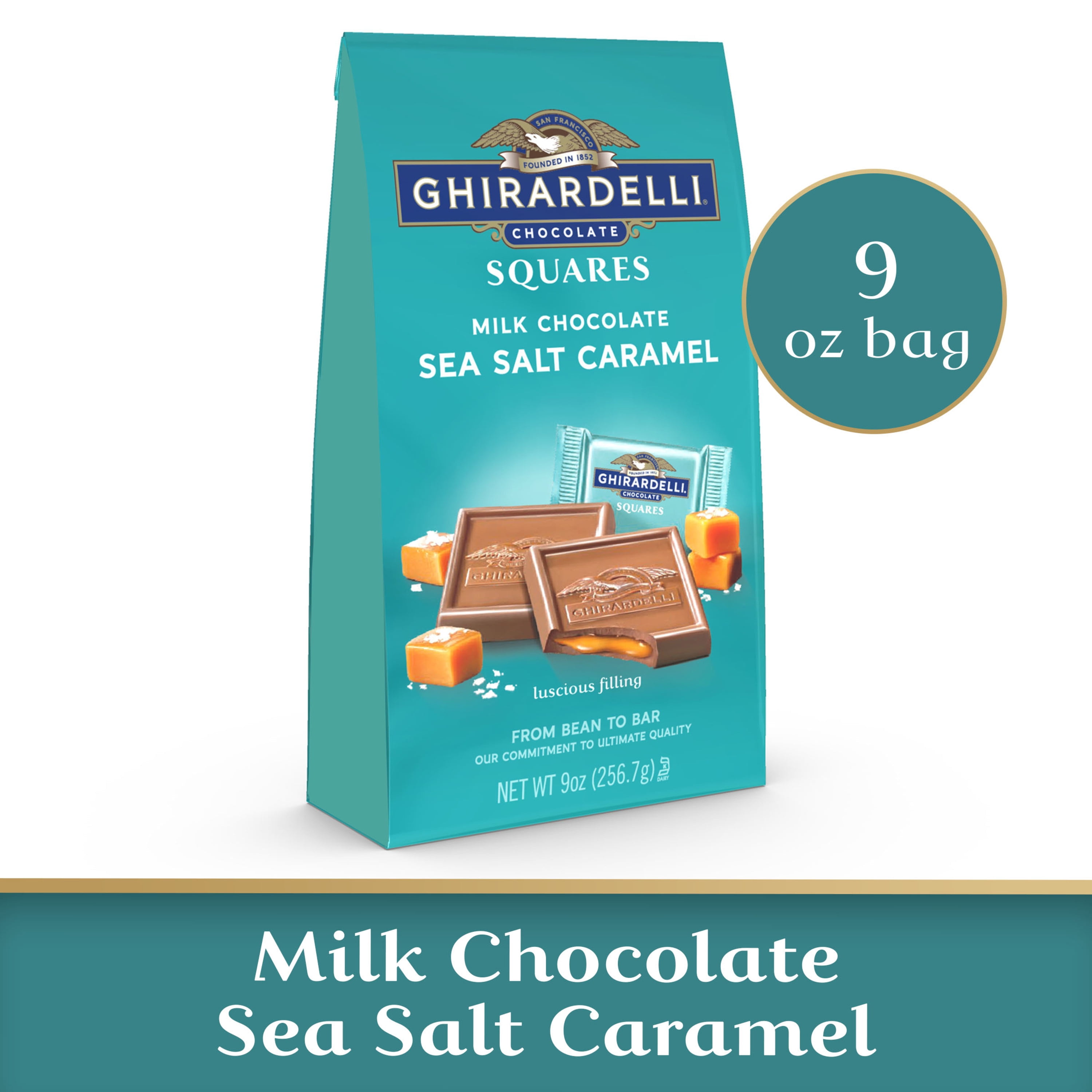 Ghirardelli Milk Chocolate Sea Salt Caramel Chocolate Squares, 9 oz Bag