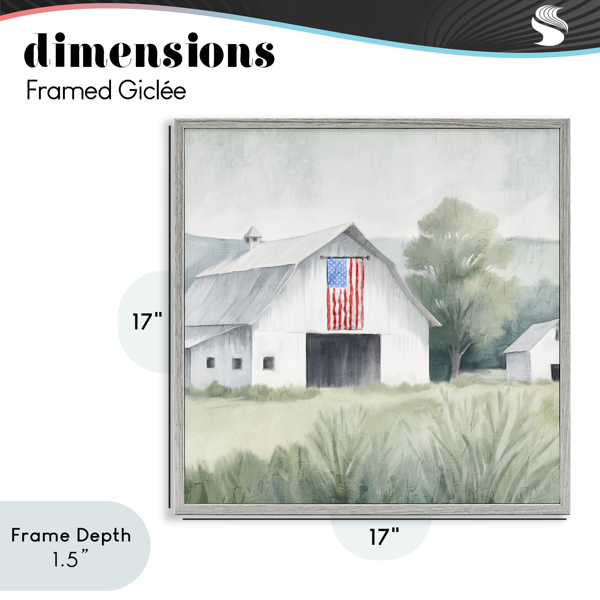 Stupell Industries Home USA Flag Barn Gray Framed Giclee Art, design by Kim Allen