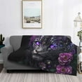 thumbnail image 2 of Yiaed Purple-Eyed Floral Leopard Print Blanket Throw Blanket Soft Cozy Flannel Blanket for Home Bed Sofa Couch Chair-50"x40", 2 of 6