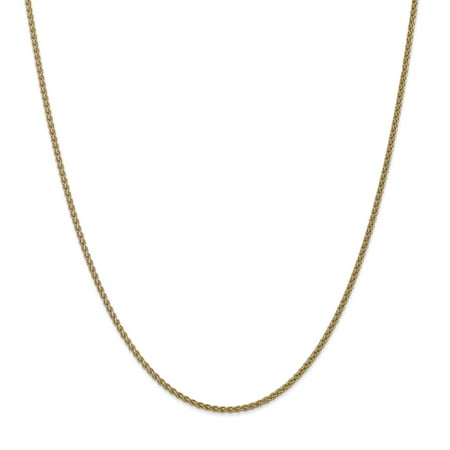 - 14k Yellow Gold 1mm Solid Spiga Chain Necklace 16 Inch Pendant Charm Wheat Gifts For Women For Her