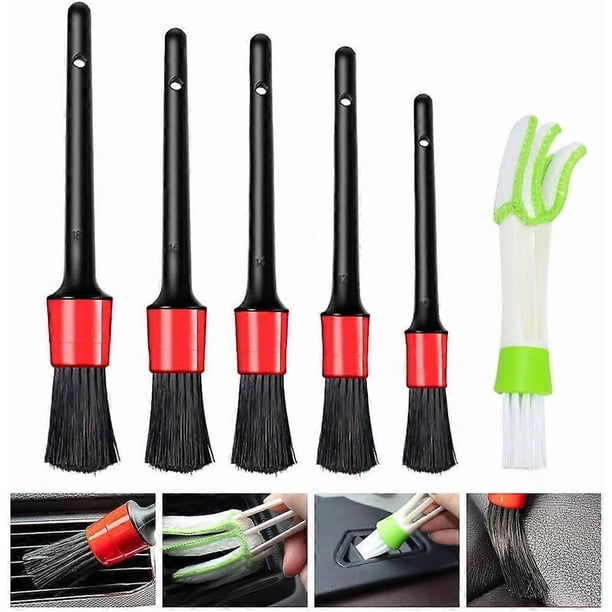 Car Detailing Brushes, Automotive Detailing Brush Set, Boars Hair Car Detailing Brushes for Cleaning Automotive (6PCS)