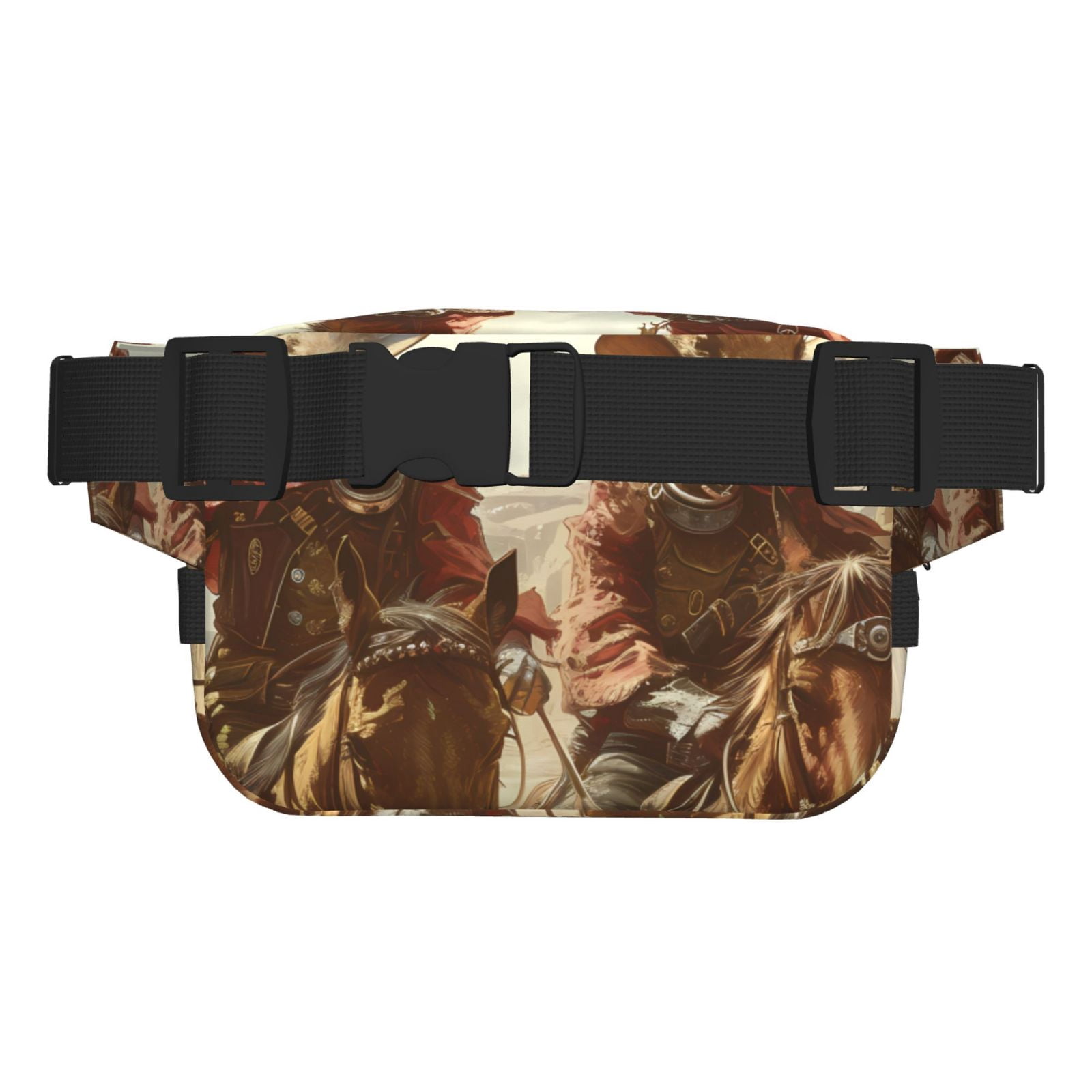 Picia Western Rabbit Cowboy Print Square Double-Layer Waist Bag Mini Adjustable Waist Belt Bag Exercise Running Travel Hiking
