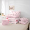 thumbnail image 6 of Homewish Cute Cartoon Bow Knot 7-Piece Bedding Comforter Set,Kawaii Flower Daisy King Bedding Sets,Pink Heart Print Bed Sheets For Kids,Breathable Home Decor Reversible, 6 of 8