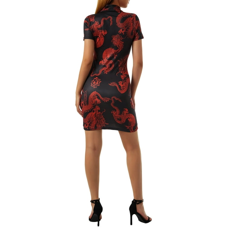 knee length dresses for ladies Modern Cheongsam dress, mini Qipao dress, black Qipao, Chinese dress   Beth&Brian Qipao