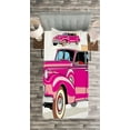 thumbnail image 3 of Ambesonne Cars Quilted Bedspread Set 2 Pcs, Convertible from Fifties, Twin Size, Hot Pink Peach, 3 of 3