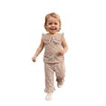 thumbnail image 3 of Mercatoo Toddler Girls Cute Clothes Sets Baby Girl Sweet Casual Summer Outfits Plaid Tank Tops Matching Ruffl1 He1 Wide Leg Pants Set, 3 of 9