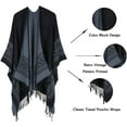thumbnail image 6 of PIKADINGNIS Women's Winter Poncho Capes Vintage Open Front Tassel Blanket Shawl Wrap Cardigan Coat, 6 of 6