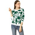 thumbnail image 1 of Allegra K Sudadera Casual Floral Cuello Redondo Blusa Top Estampado De Manga Larga Para Mujeres Verde S Unique Bargains Blusa, 1 of 6