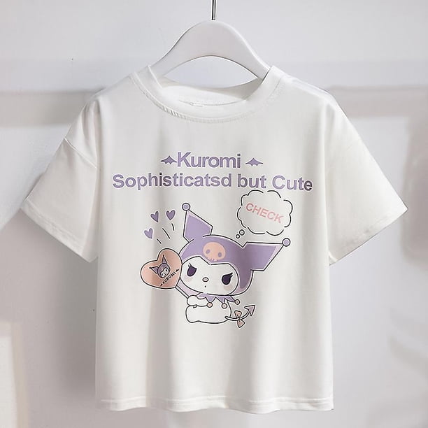 Sanrios dibujos animados Kawaii niñas camiseta blanca traje Kuromi lindo verano manga corta Universidad Jk uniforme falda niños moda falda