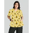 thumbnail image 5 of Women Loose V-Neck Short Sleeve Lovely Print Double Pocket Scrubs Nurse Scrubs Workwear Dentist Healthcare Pet Hospital Laboratory Top, 5 of 5