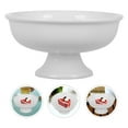 thumbnail image 4 of Cuenco decorativo de cerámica para postres con pedestal, cuenco de cerámica blanca con base, plato para postres, cuenco central para helados, aperitivos y frutos secos, 4 of 7