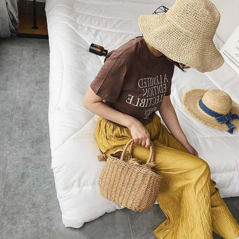 Women Straw Bags Woven Bag Summer Beach Rattan Shoulder Bag Bamboo Bag Handbag